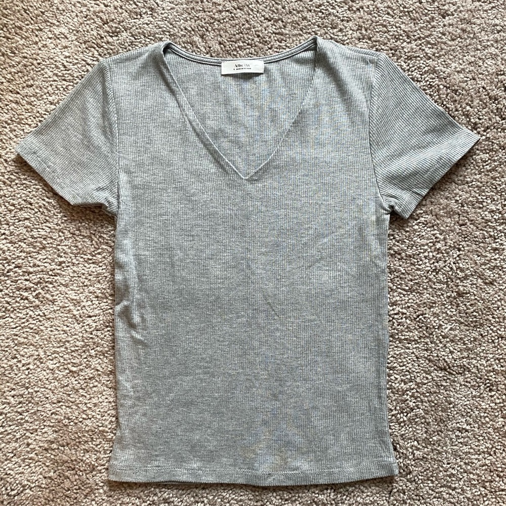New gray v-neck top